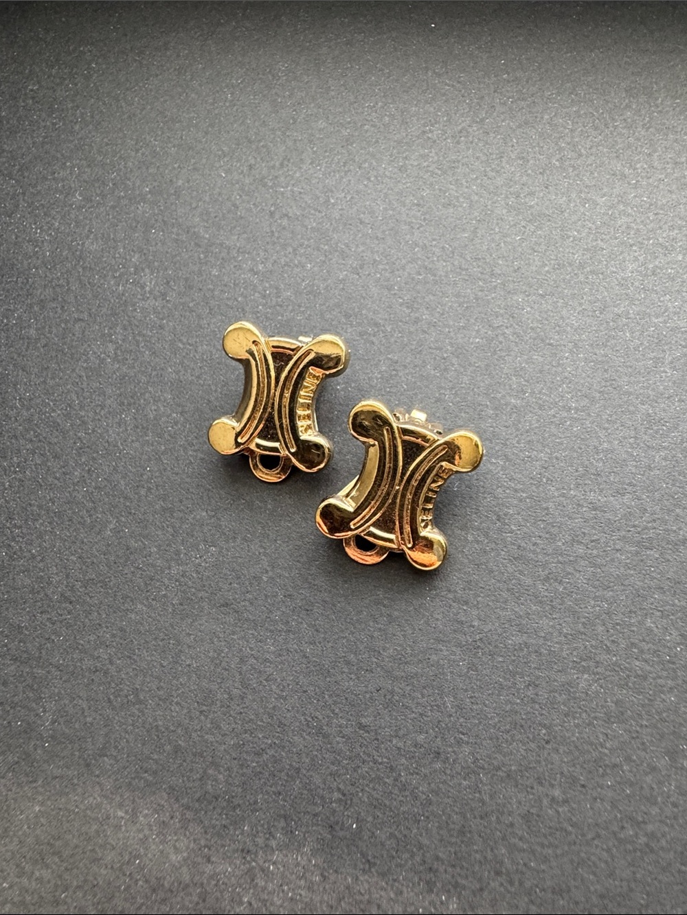 Celine Vintage Gold Clip-On Earrings